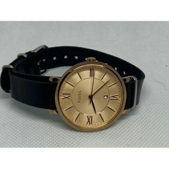 Fossil ES3707 Jacqueline Women's Black Leather Analog Rose Dial Quartz Watc Aa34 - Picture 5 of 9